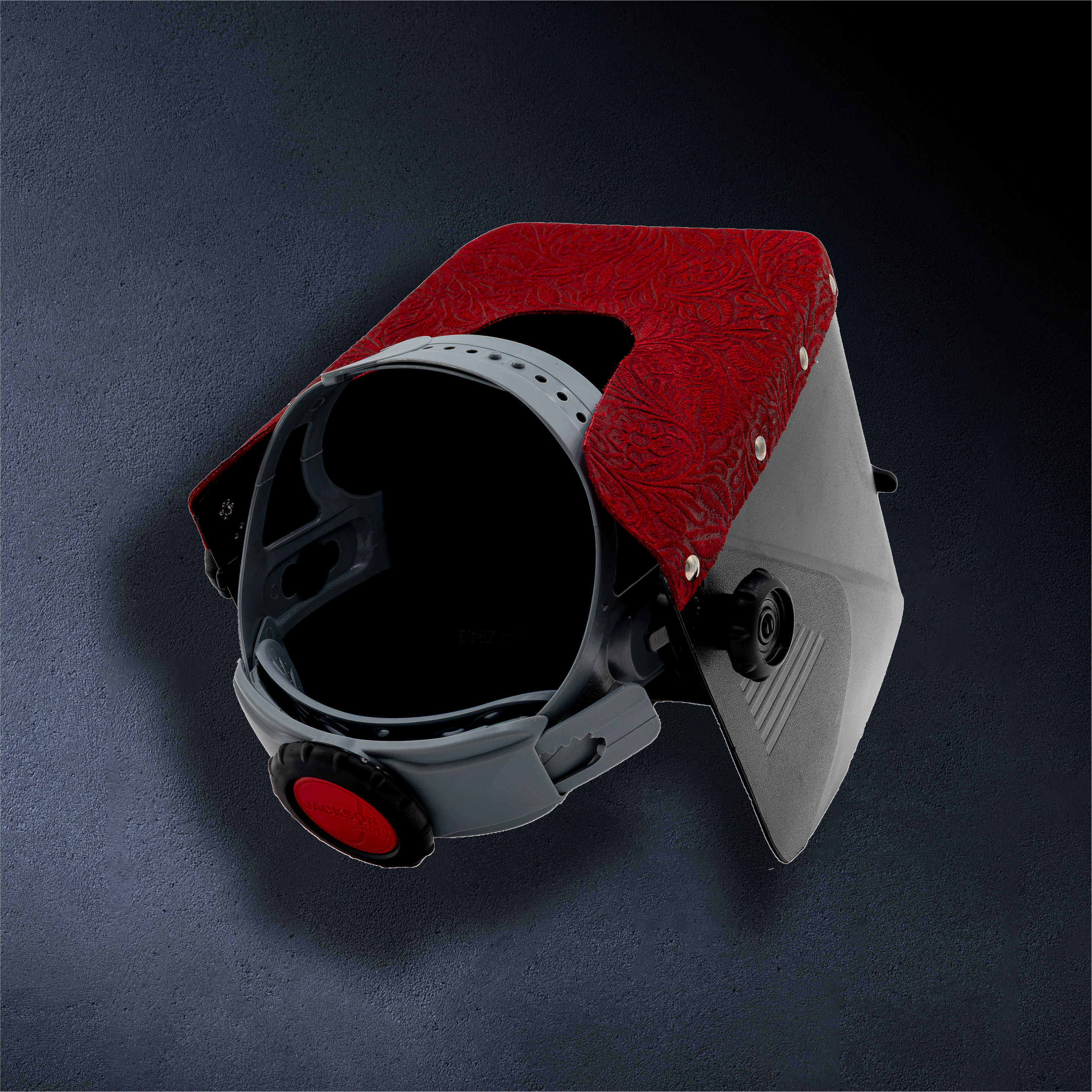 Jackson Safety HSL-2 Passive Welding Helmet – Lift Front with Outlaw Leather Trim (Red Floral)
